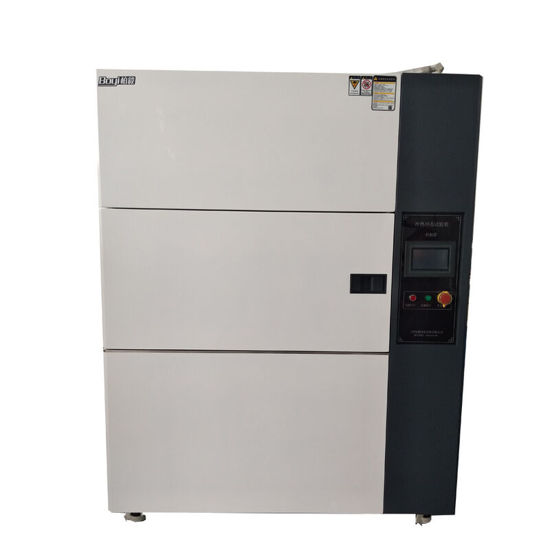 Chambre de test thermique à choc à trois boîtes personnalisable et haute performance, contrôle à écran tactile PLC pour la défense, l'électronique, la pharmacie