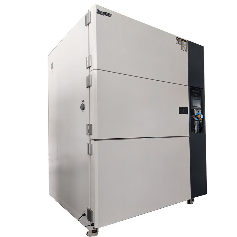 Chambre de test thermique à choc à trois boîtes personnalisable et haute performance, contrôle à écran tactile PLC pour la défense, l'électronique, la pharmacie