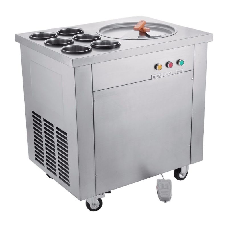 Machine faisante frire commerciale congelée de crème glacée avec 2 casseroles plates et acier inoxydable importé Fried Ice Cream Roll de compresseur