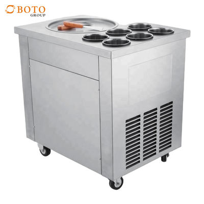 Machine faisante frire commerciale congelée de crème glacée avec 2 casseroles plates et acier inoxydable importé Fried Ice Cream Roll de compresseur